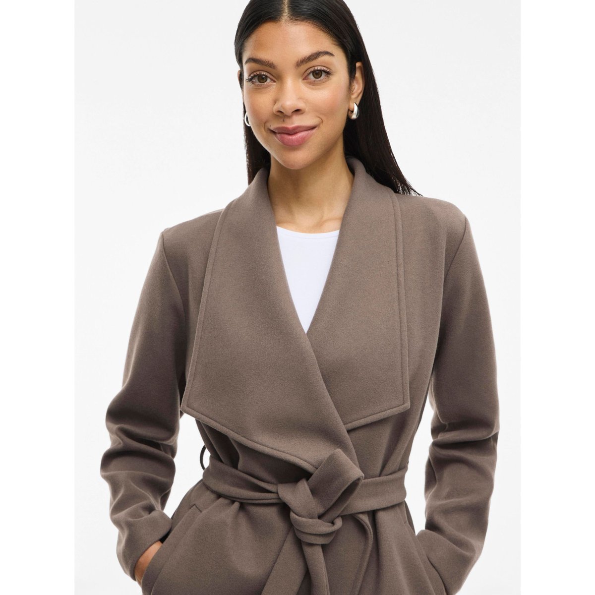 Manteau col italien à nouer falcon, VILA