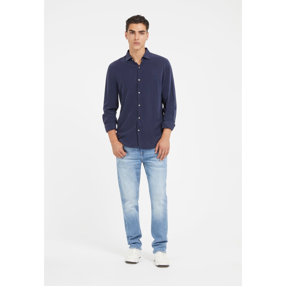 Chemise Classique Coupe Slim bleu, GUESS