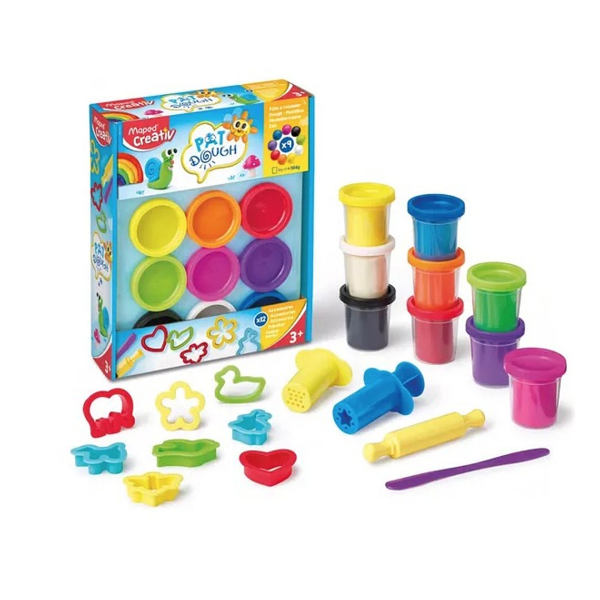 9 pots de pate à modeler avec accessoires vert, MAPED