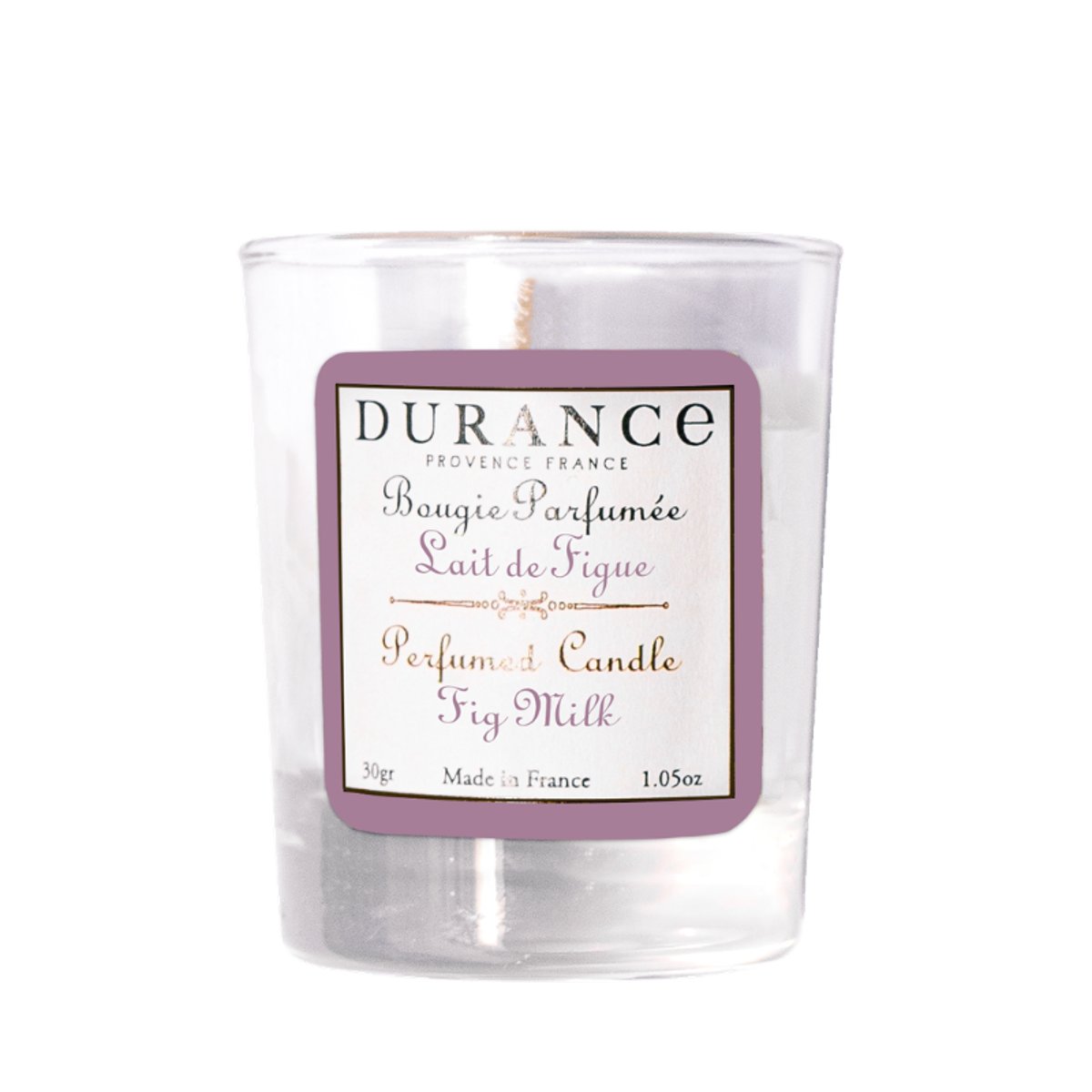 Mini bougie parfumée LAIT DE FIGUE couleur unique, DURANCE