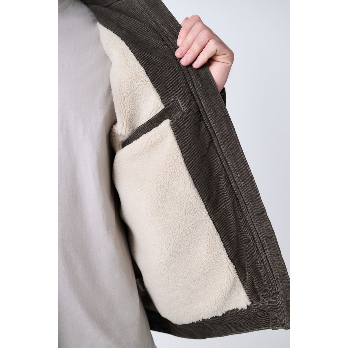 Veste en velours côtelé à doublure mouton marron champignon, NEXT