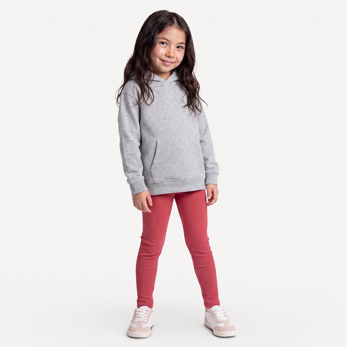 Pack of 2 Ribbed Leggings pink+khaki print, LA REDOUTE COLLECTIONS