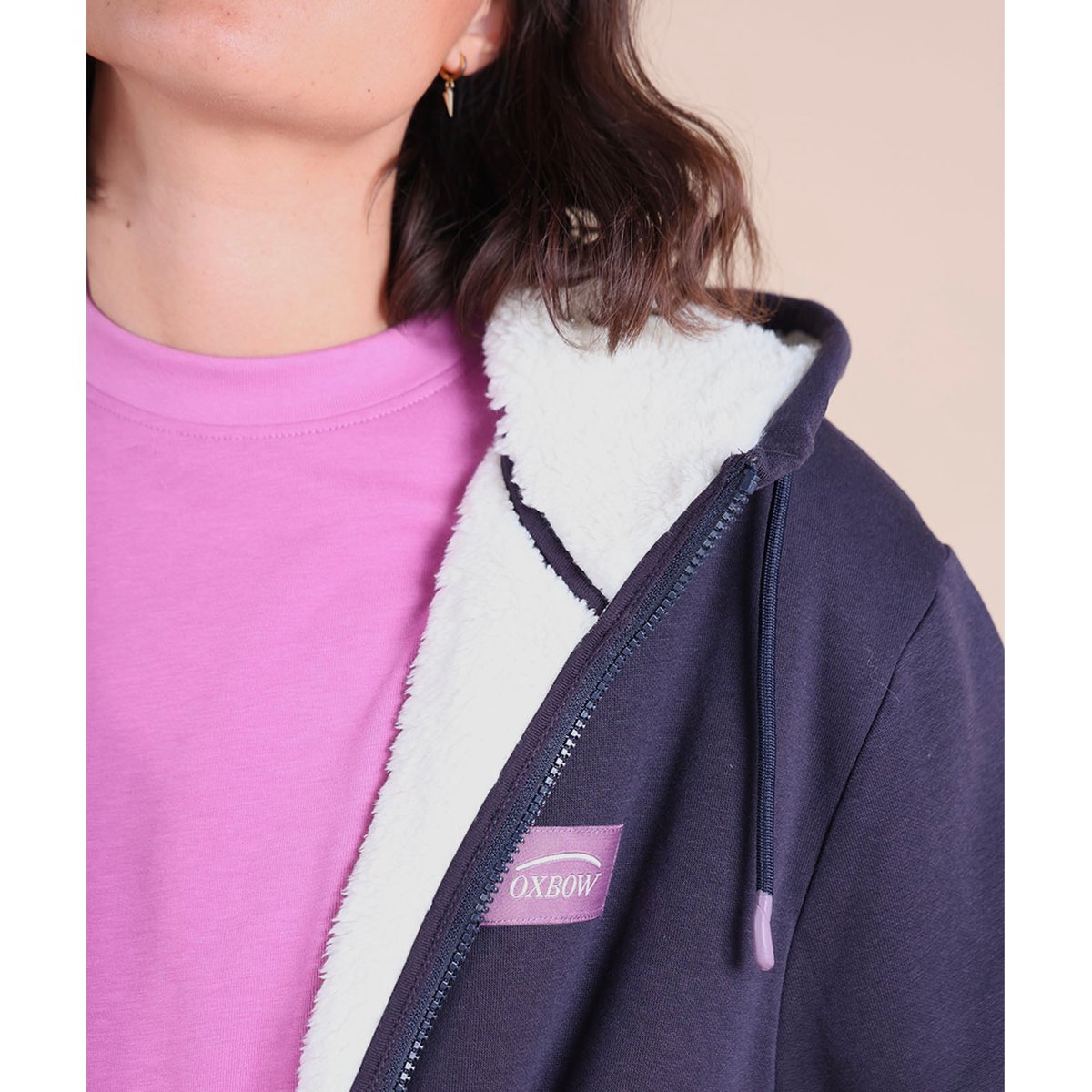 Sweat capuche doublé sherpa SWIPS deep marine, OXBOW