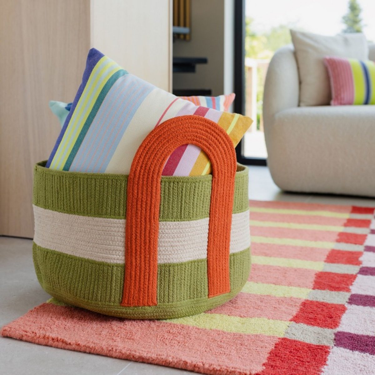 Panier rangement design poignées COLOMBO multicolore, REMEMBER