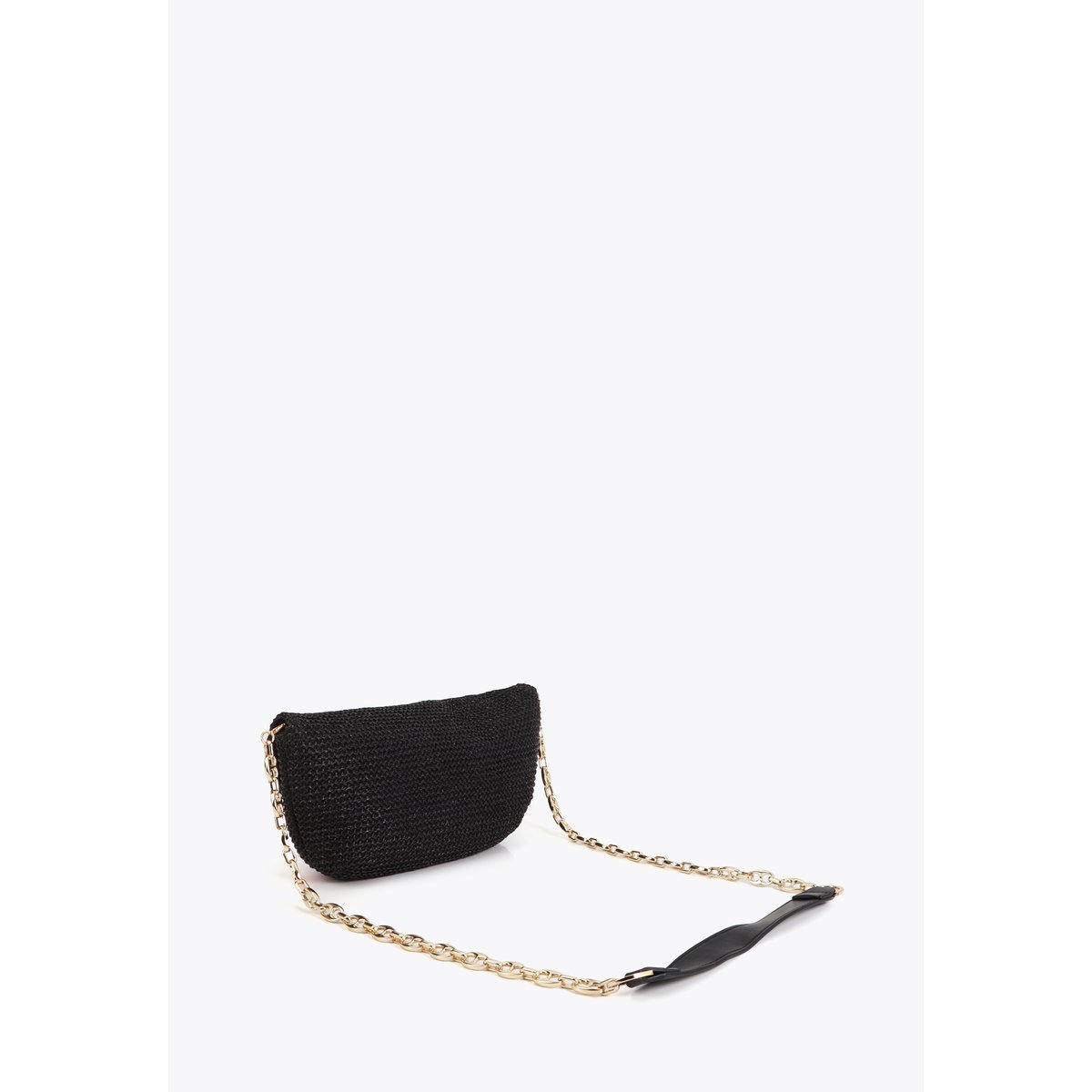 Sac à bandoulière tressé avec logo panthère noir, LOLA CASADEMUNT