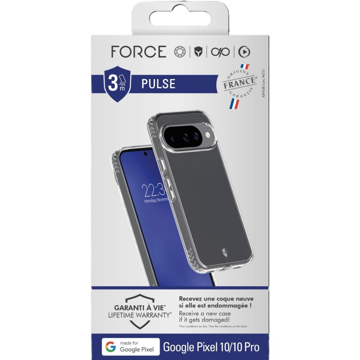 Coque Google Pixel 10 / 10 Pro Transparente couleur unique, FORCE CASE