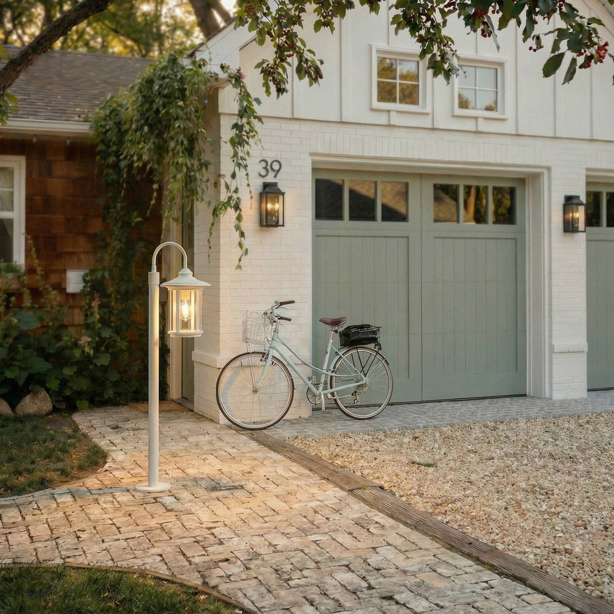 Luminaire extérieur en aluminium antique blanc, transparent, LINDBY