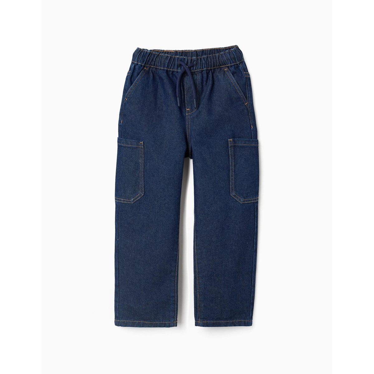 Jean baggy cargo avec cordon de serrage bleu foncé, ZIPPY