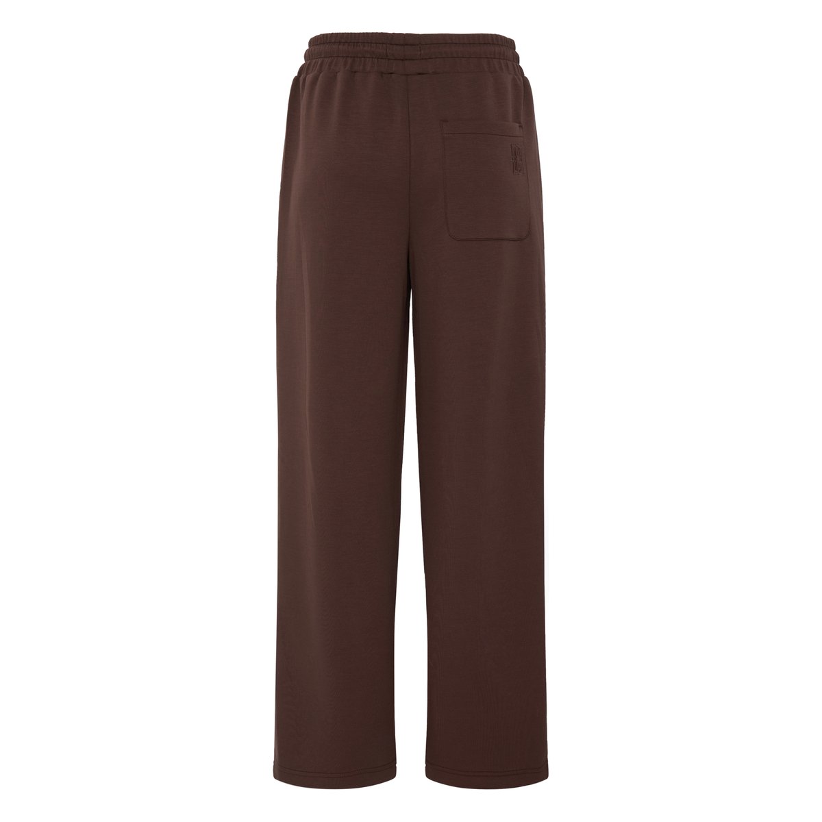 Pantalon coupe droite, jambes larges, taille élastiquée marron chocory coffee, ICHI