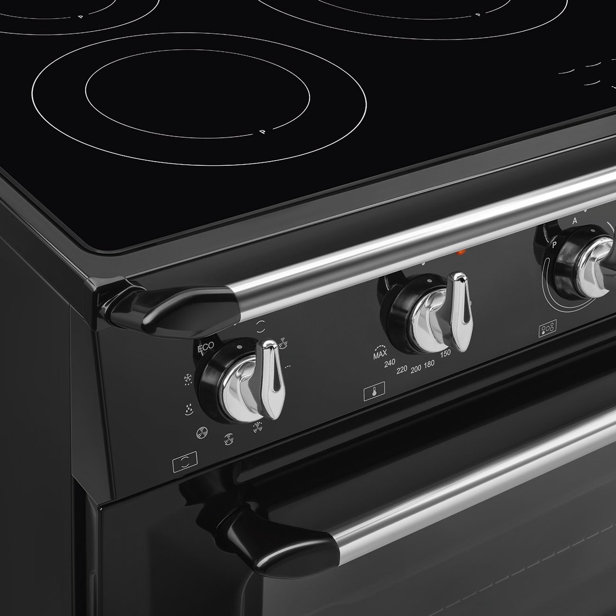 Piano de cuisson induction 90cm Vapor Clean noir brillant, SMEG