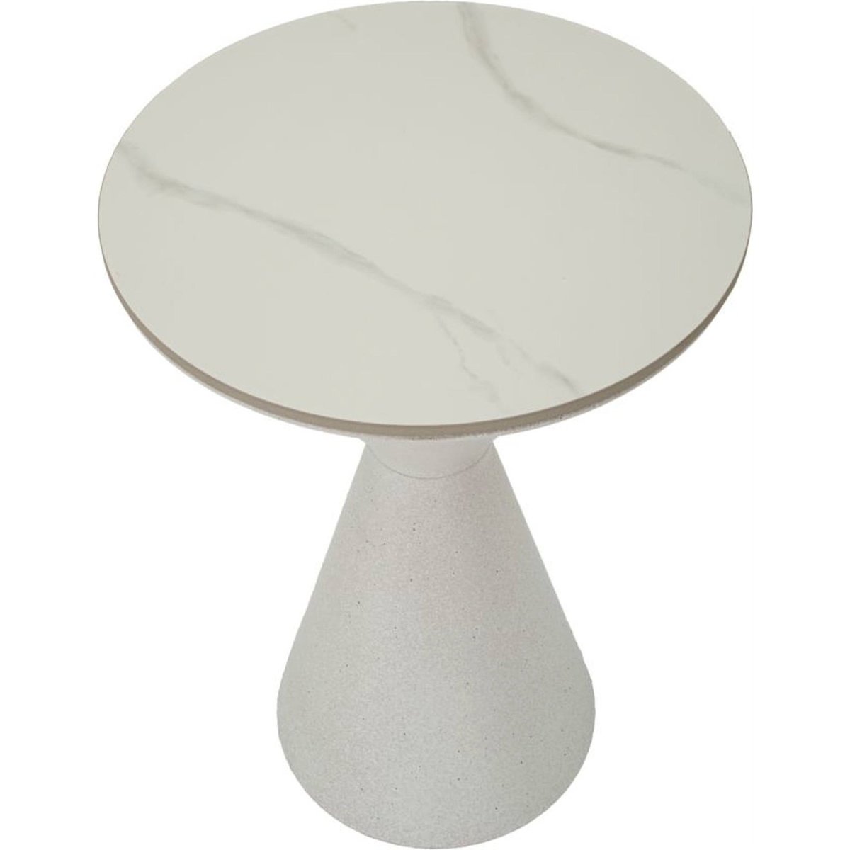 Table d'appoint fer plateau céramique MODERN blanc effet marbre, RECOLLECTION