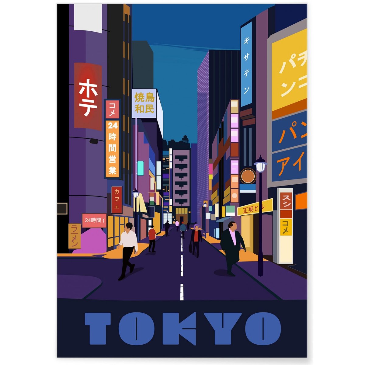 Affiche ville Tokyo blanc, L'AFFICHERIE