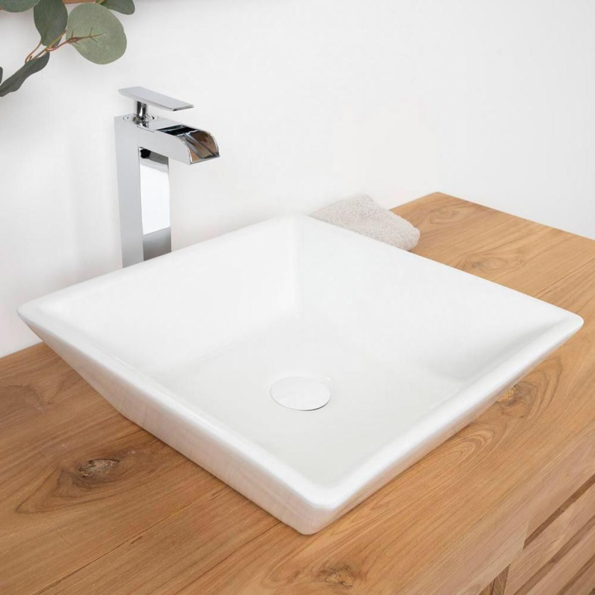 Vasque en céramique carré 41 cm NASH blanc, WANDA COLLECTION