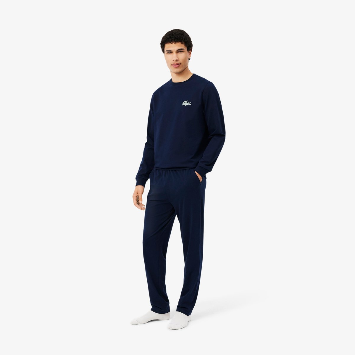 Sweatshirt d'intérieur en molleton bleu-525, LACOSTE