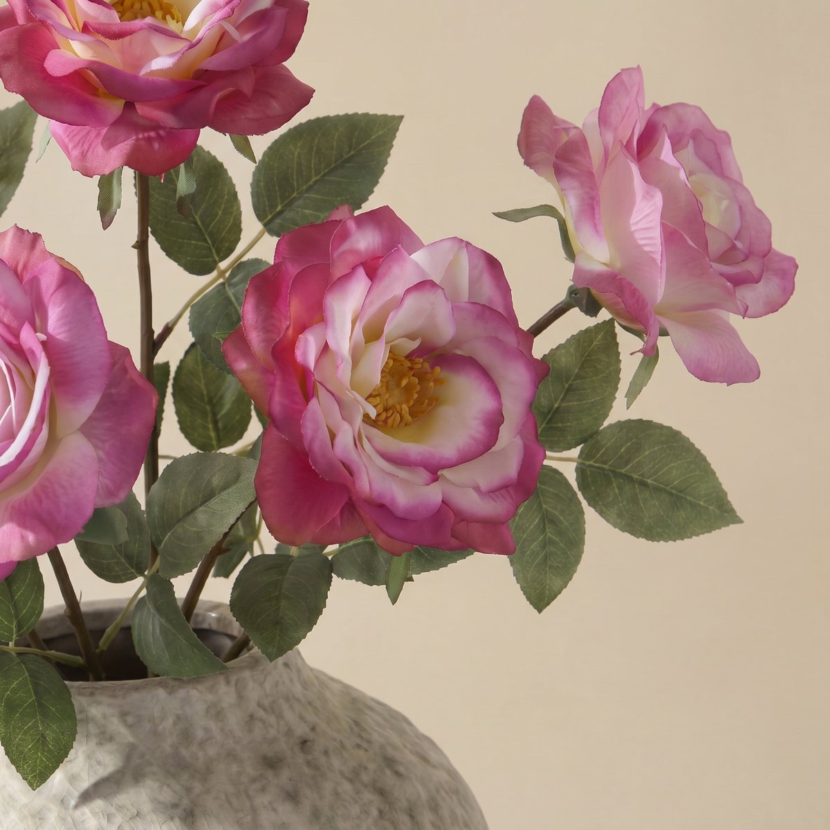 Bouquet de 6 tiges de roses artificiel H64 rose, SIA