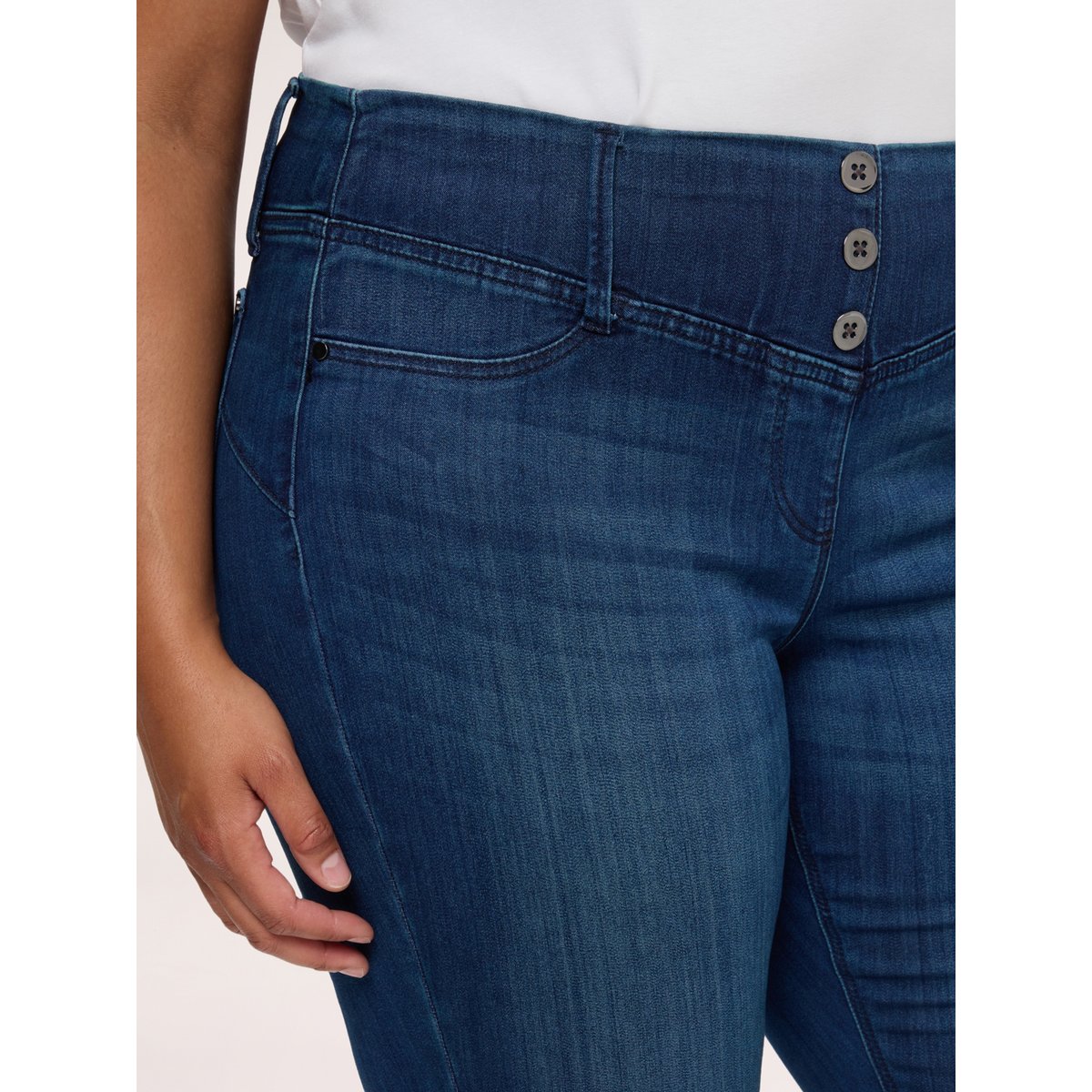 Jeggings bleu avec boutons décoratifs bleu, FIORELLA RUBINO