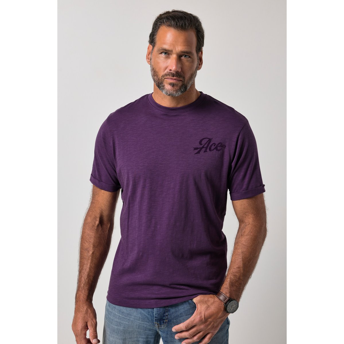 T-shirt à manches courtes et imprimé violet foncé, JP1880