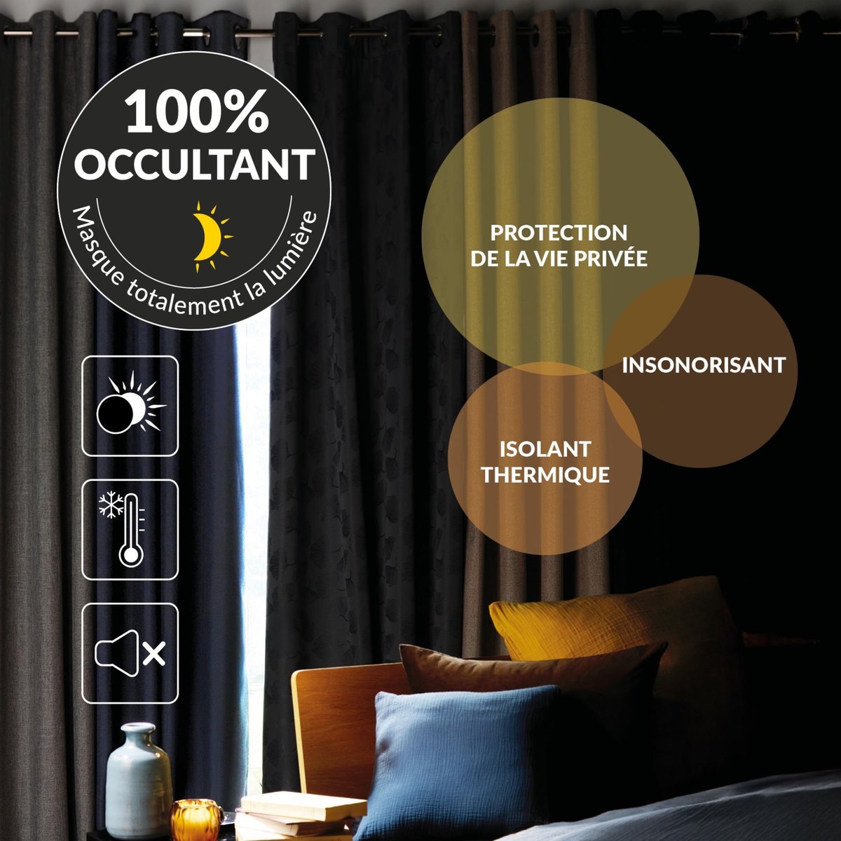 Rideau occultant OCCULT rouge, DOUCEUR D'INTÉRIEUR