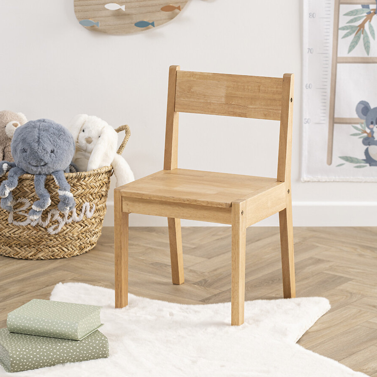 Chaise enfant en bois d’hévéa ROBIN marron, ATMOSPHERA FOR KIDS