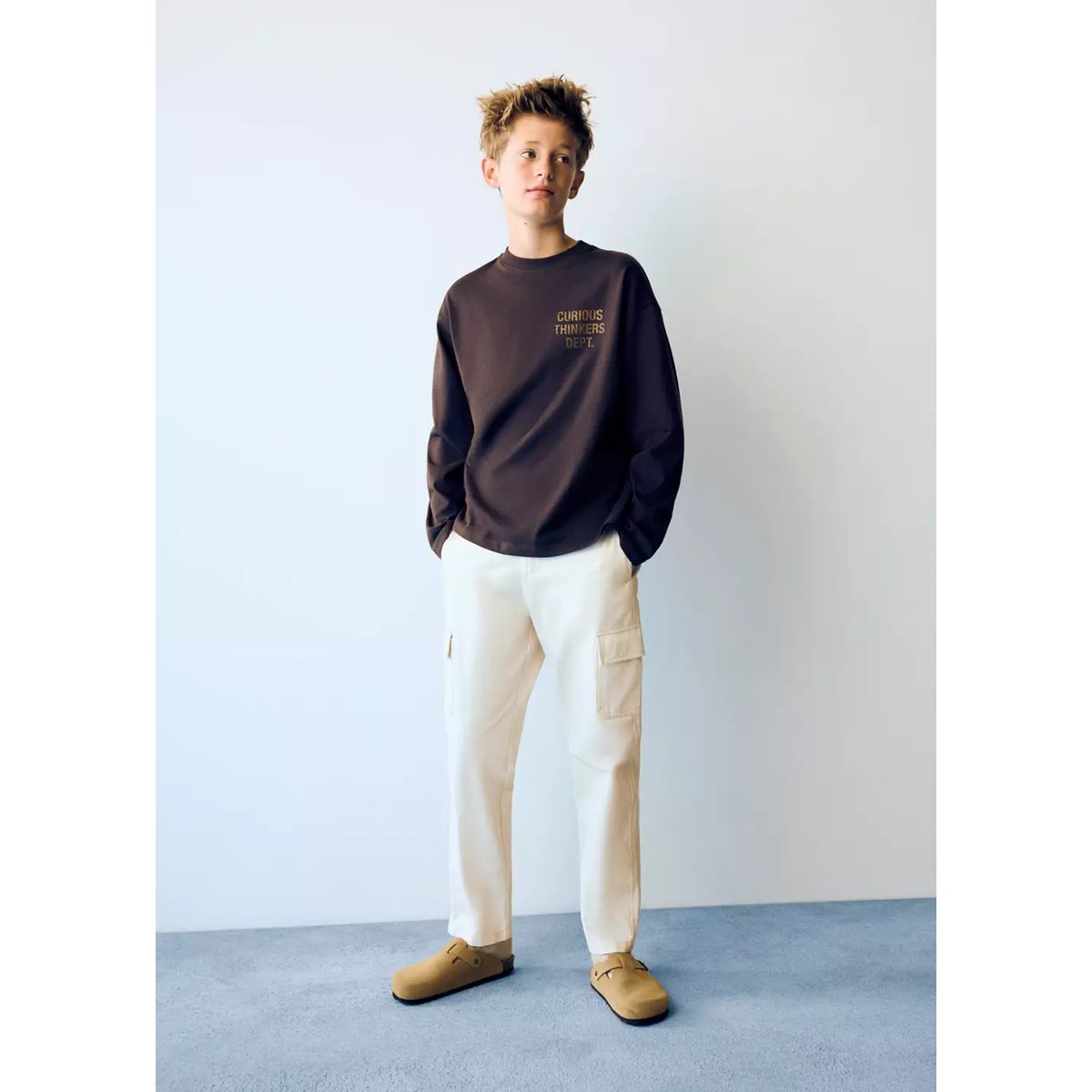 Pantalon cargo coton écru, MANGO KIDS