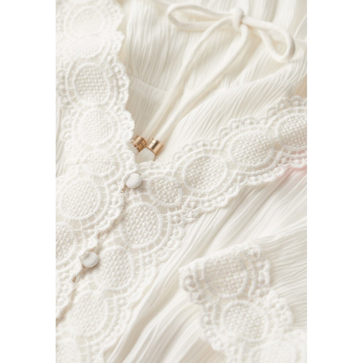 Robe mi-longue à manches courtes Ibiza ecru, SUPERDRY