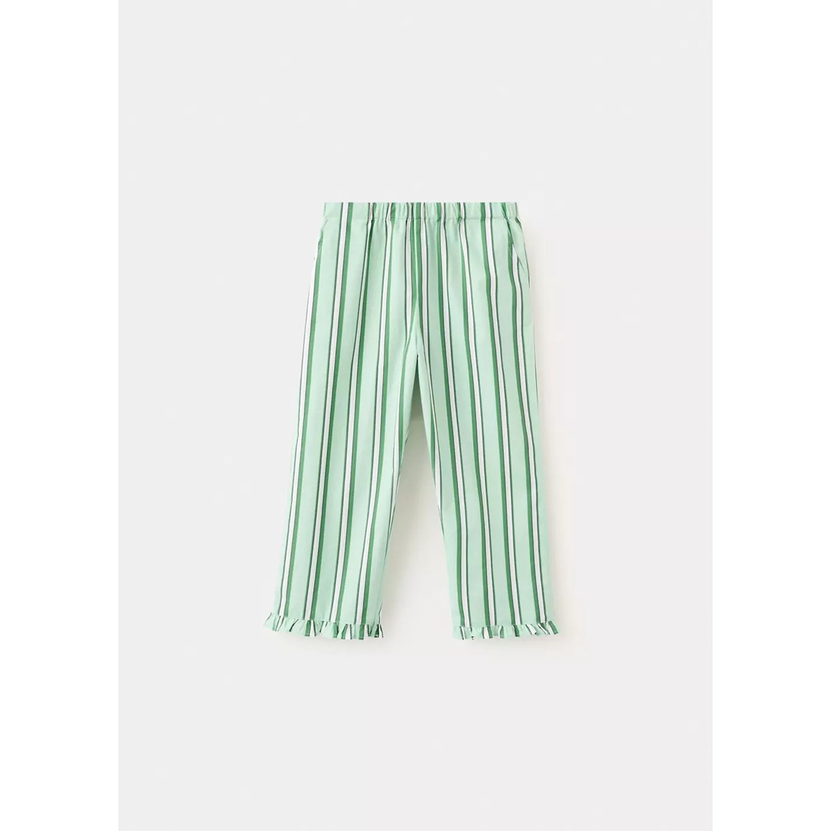 Pantalon rayé à volants vert, MANGO BABY