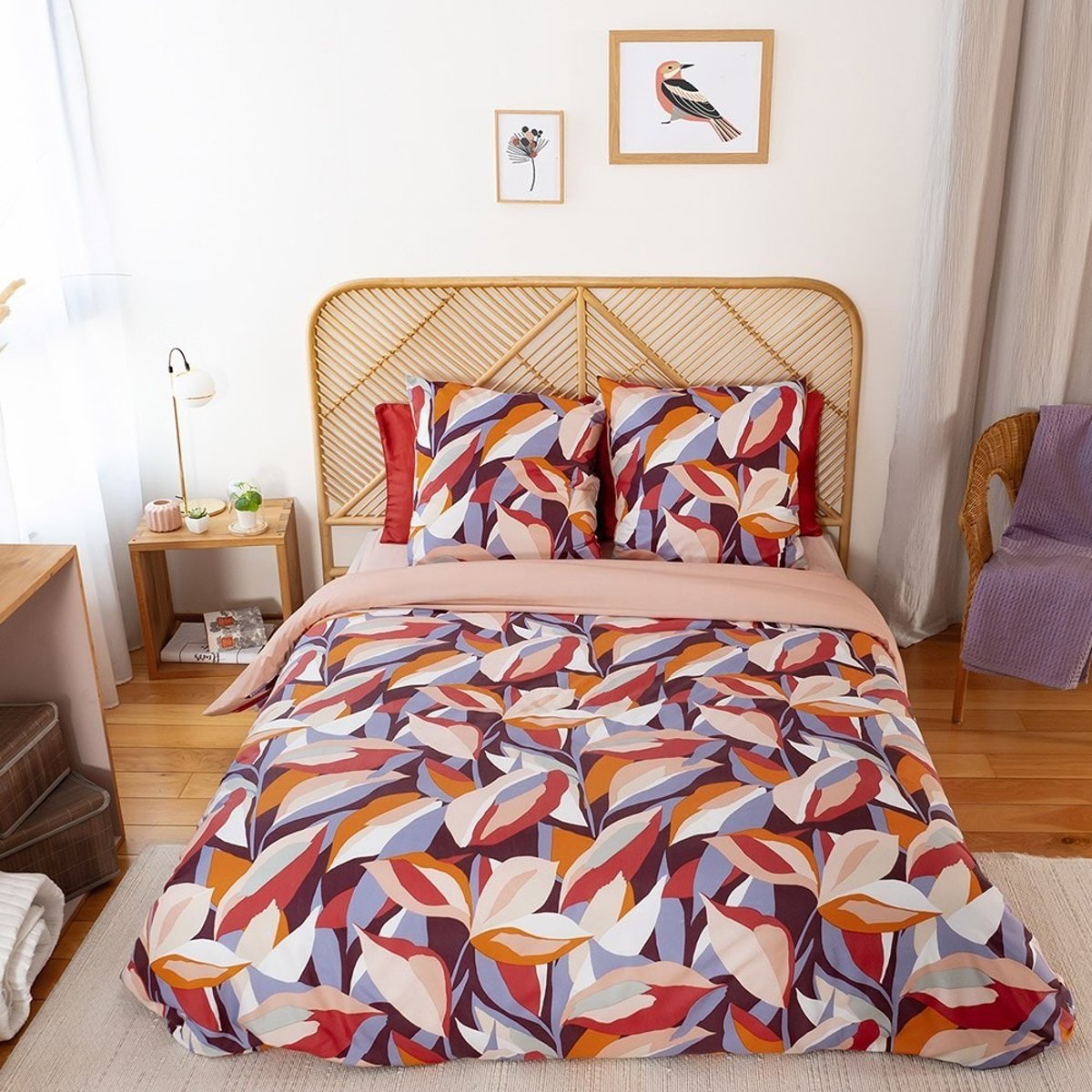 Housse de couette 240x220 Exubérance + 2 taies microfibre violet, DECORATIE