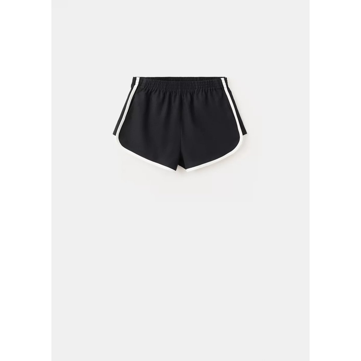 Short en mélange de lin et coton à rayures contrastantes noir, MANGO