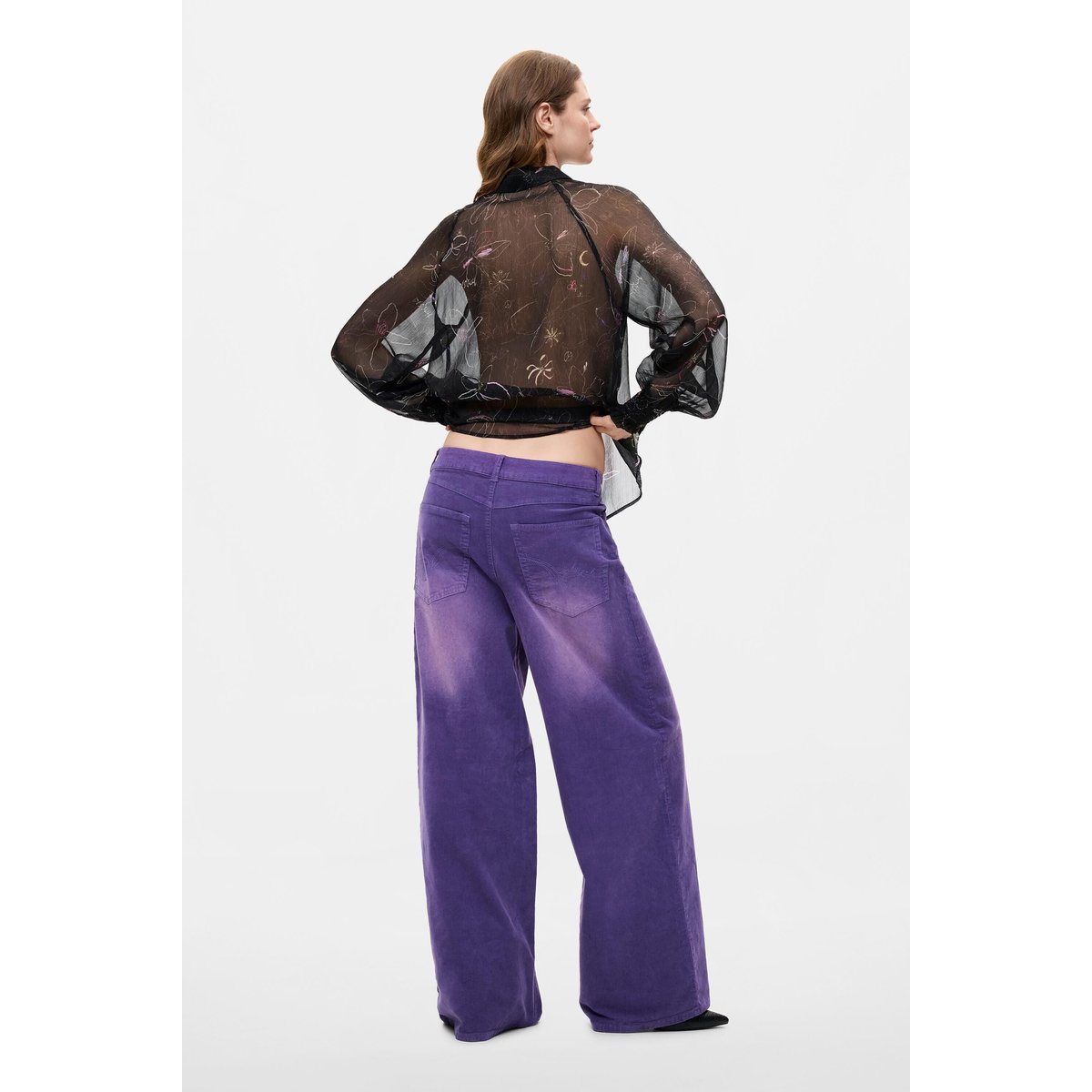 Pantalon en microvelours à jambe large rouge, DESIGUAL