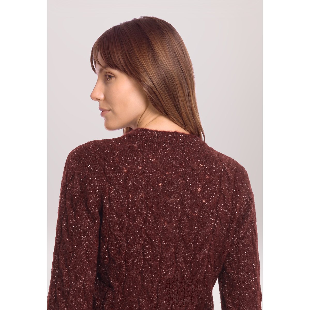 Pull-over en maille à fils de fil textile dark red melange, BETTY & CO