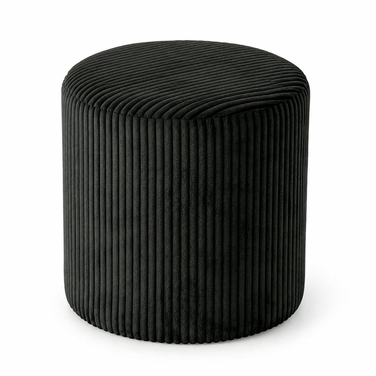 Pouf rond velours côtelé noir (lot de 2) MALMOE noir, PIER IMPORT