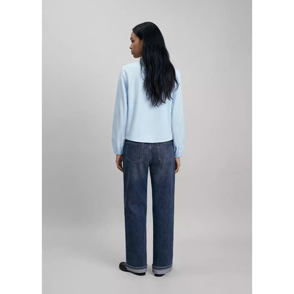 Blouse coton col à volant bleu ciel, MANGO TEEN