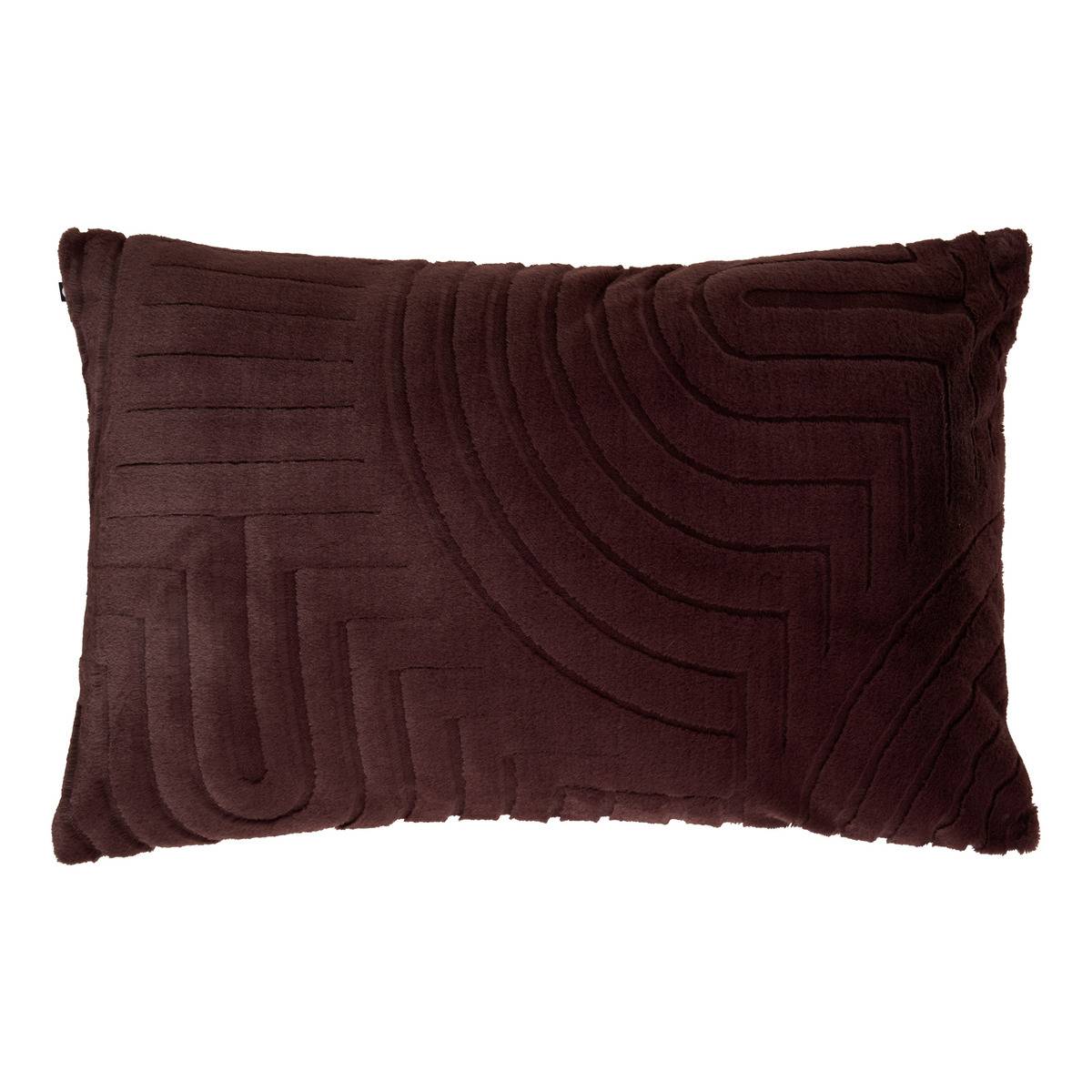 Coussin rectangulaire en imitation fourrure ARKA marron tonka, ATMOSPHERA