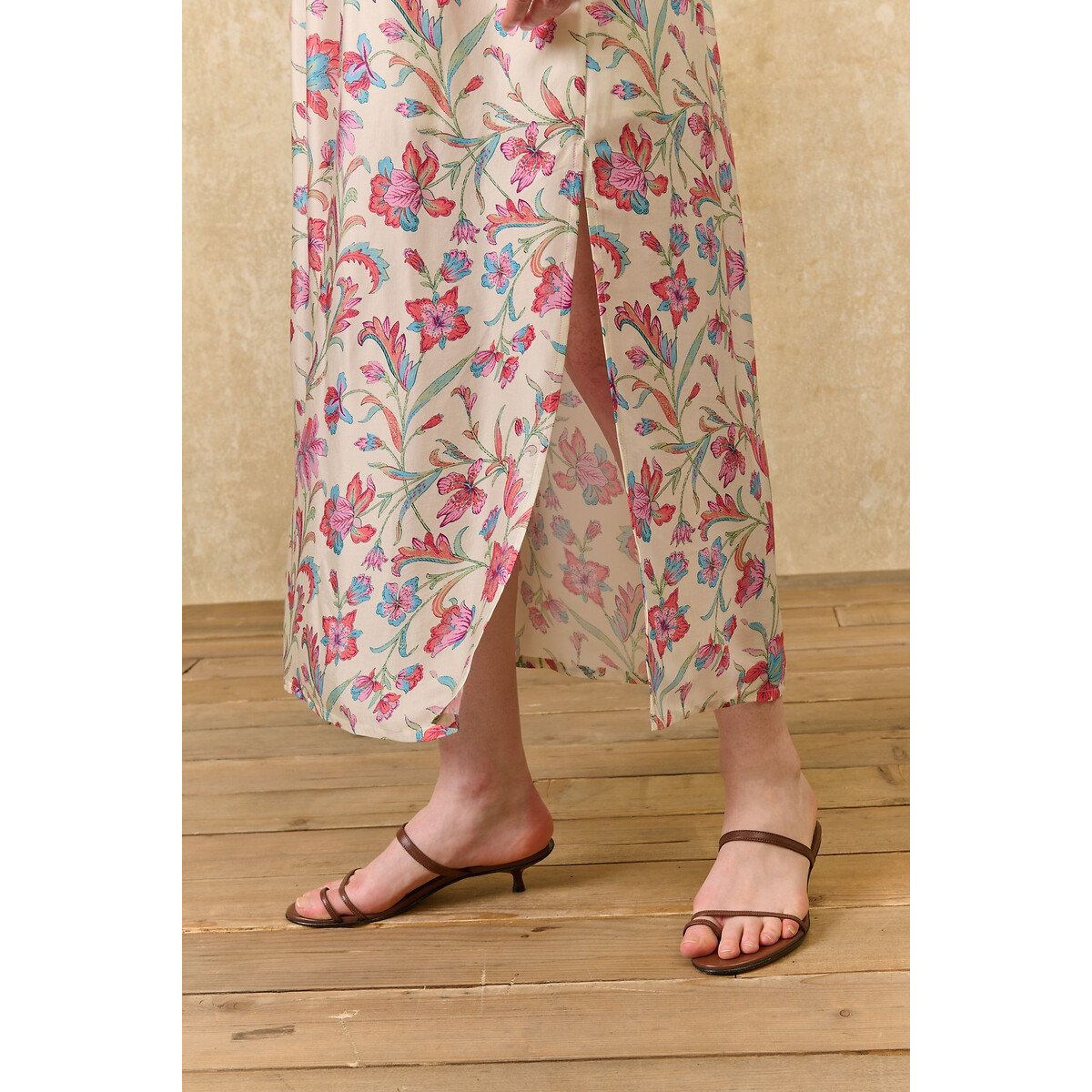 Robe longue à imprimé floral manches longues, SOFIA ecru/rose, LOUISE MISHA