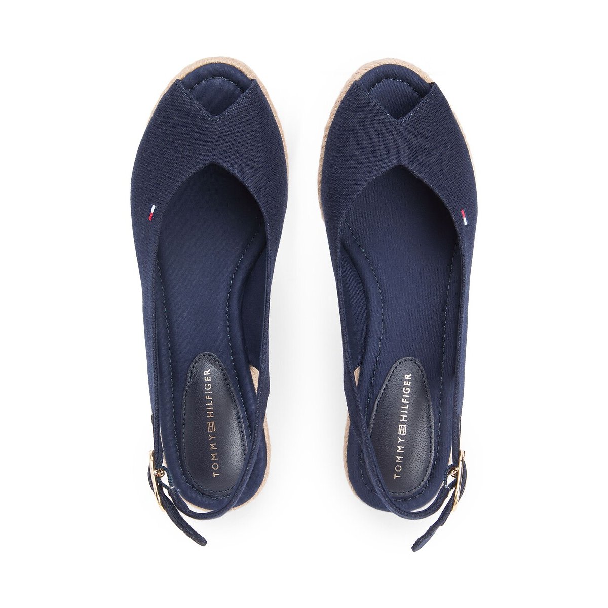 Slingback sandalen met sleehak marineblauw, TOMMY HILFIGER