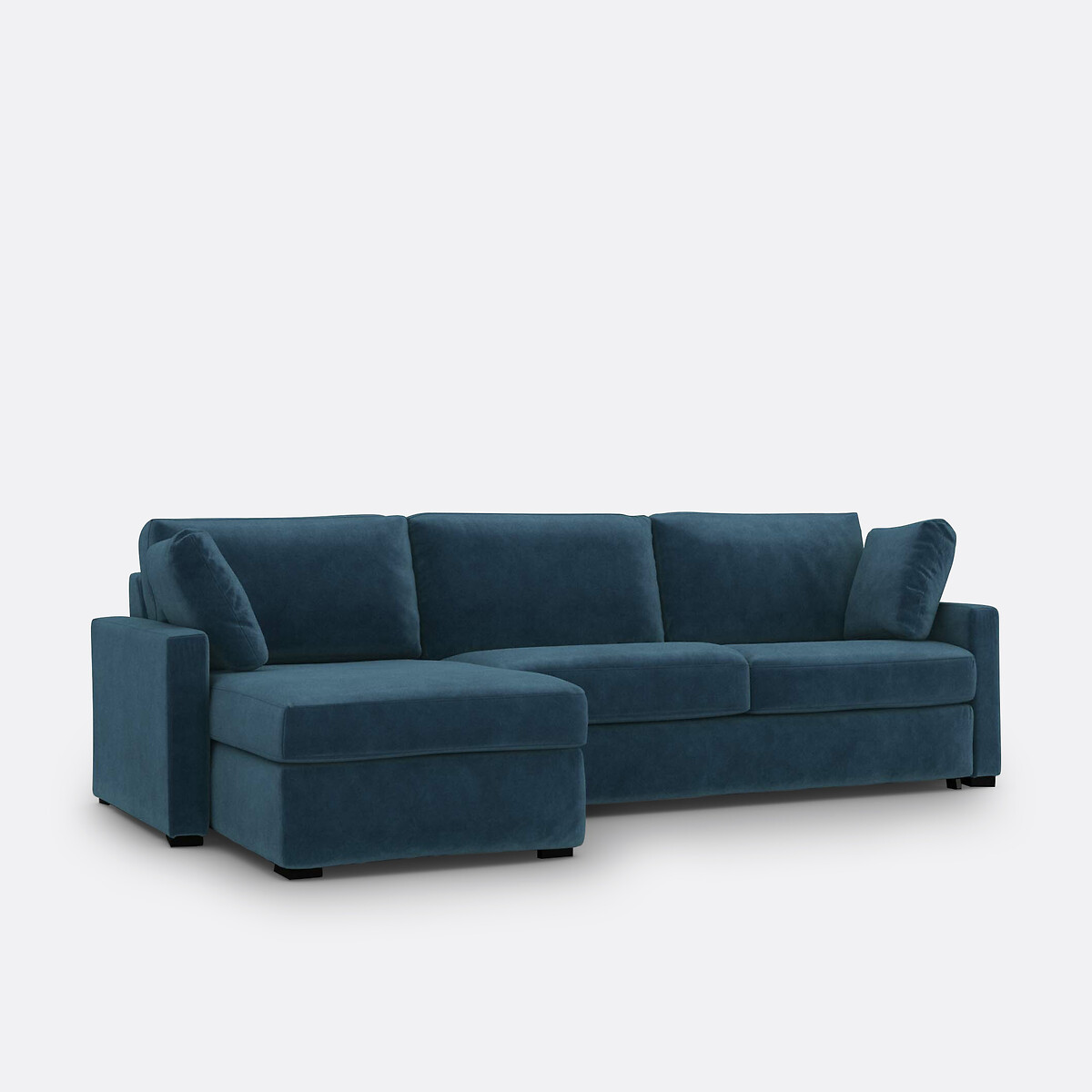 Hoekbank, omvormbaar, 4 zits, fluweel, Premium HR-schuim, TIMOR pruisisch blauw, LA REDOUTE INTERIEURS