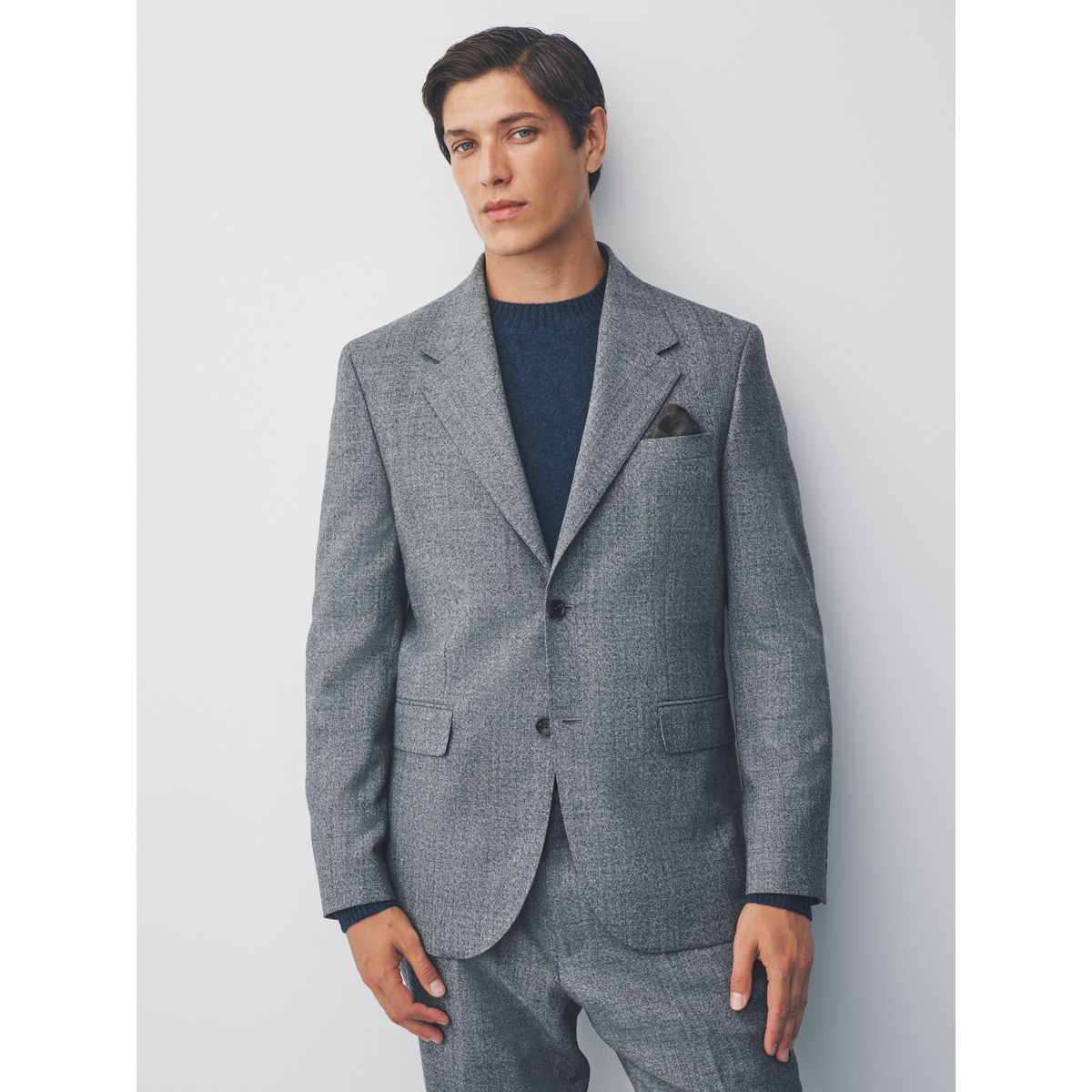 Veste de costume ajustée en laine mélangée gris, NEXT