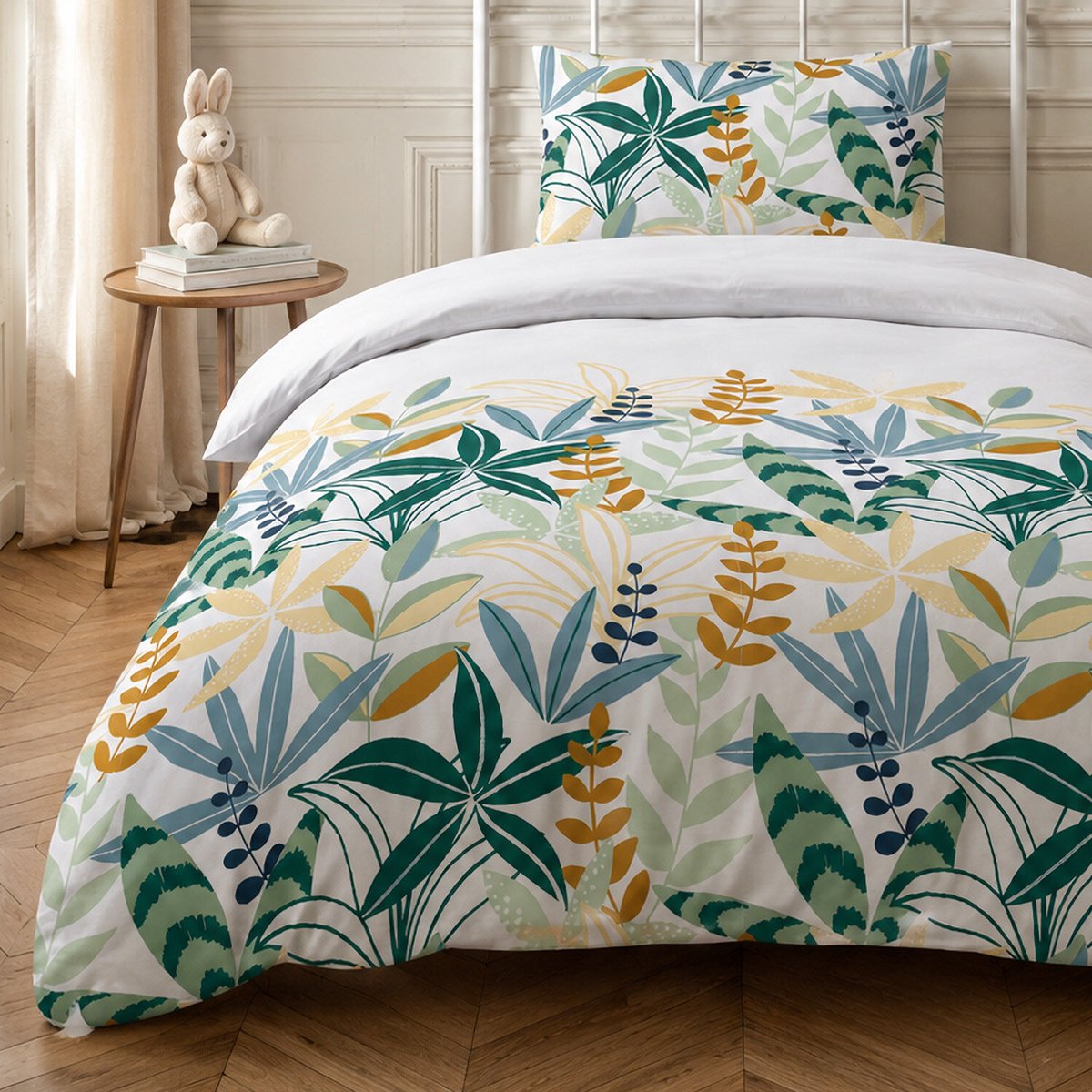 Parure housse de couette en coton feuillage, GOYAVE multicolore, C DESIGN HOME TEXTILE