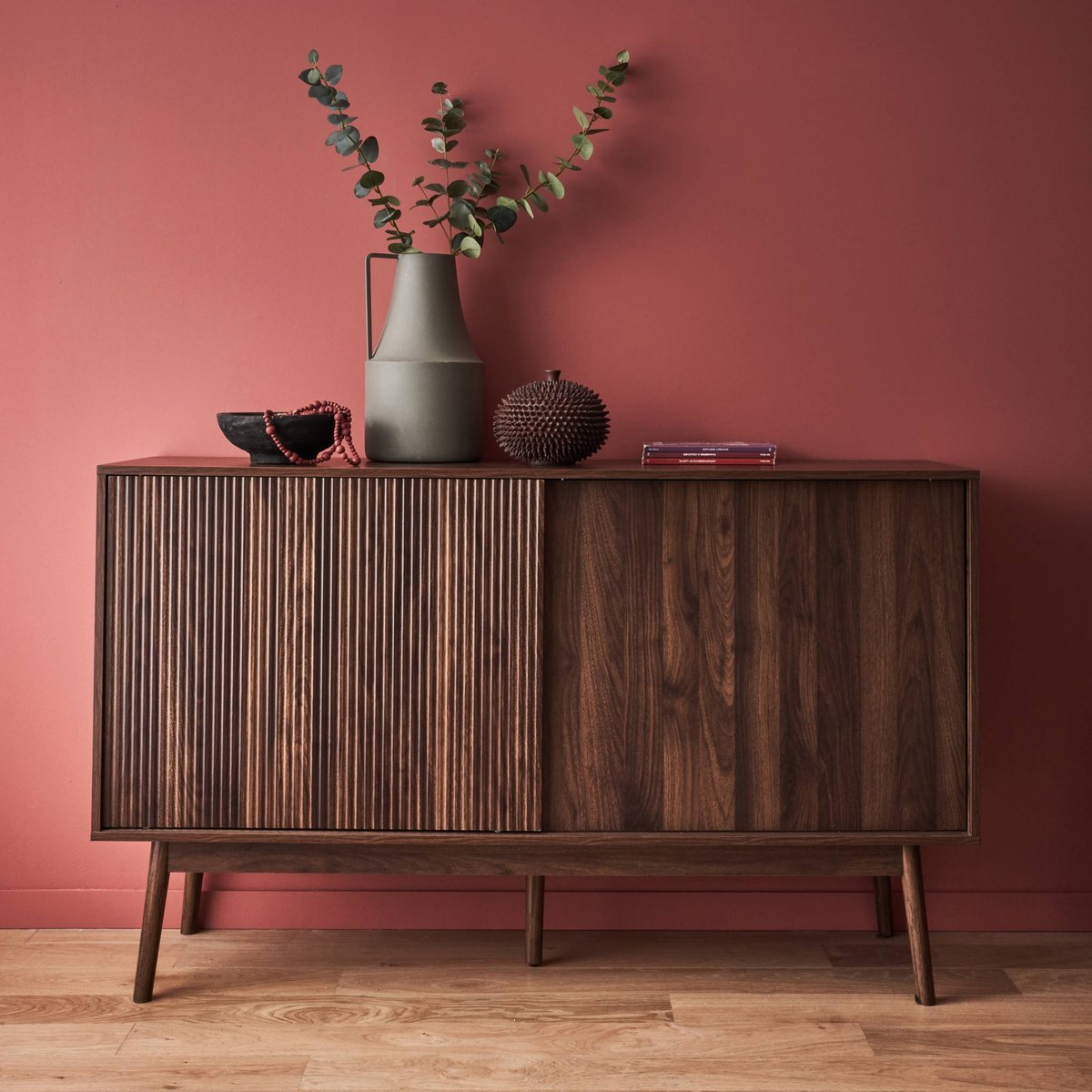 Buffet scandinave décor bois 2 portes 150cm LINEAR naturel, SWEEEK