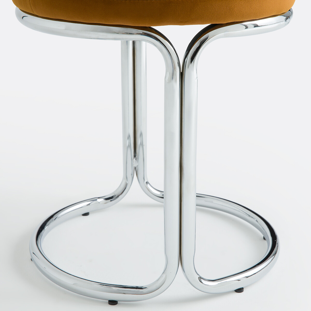 Tabouret bas en velours ras et métal acier chromé, ROYA chrome, LA REDOUTE INTERIEURS