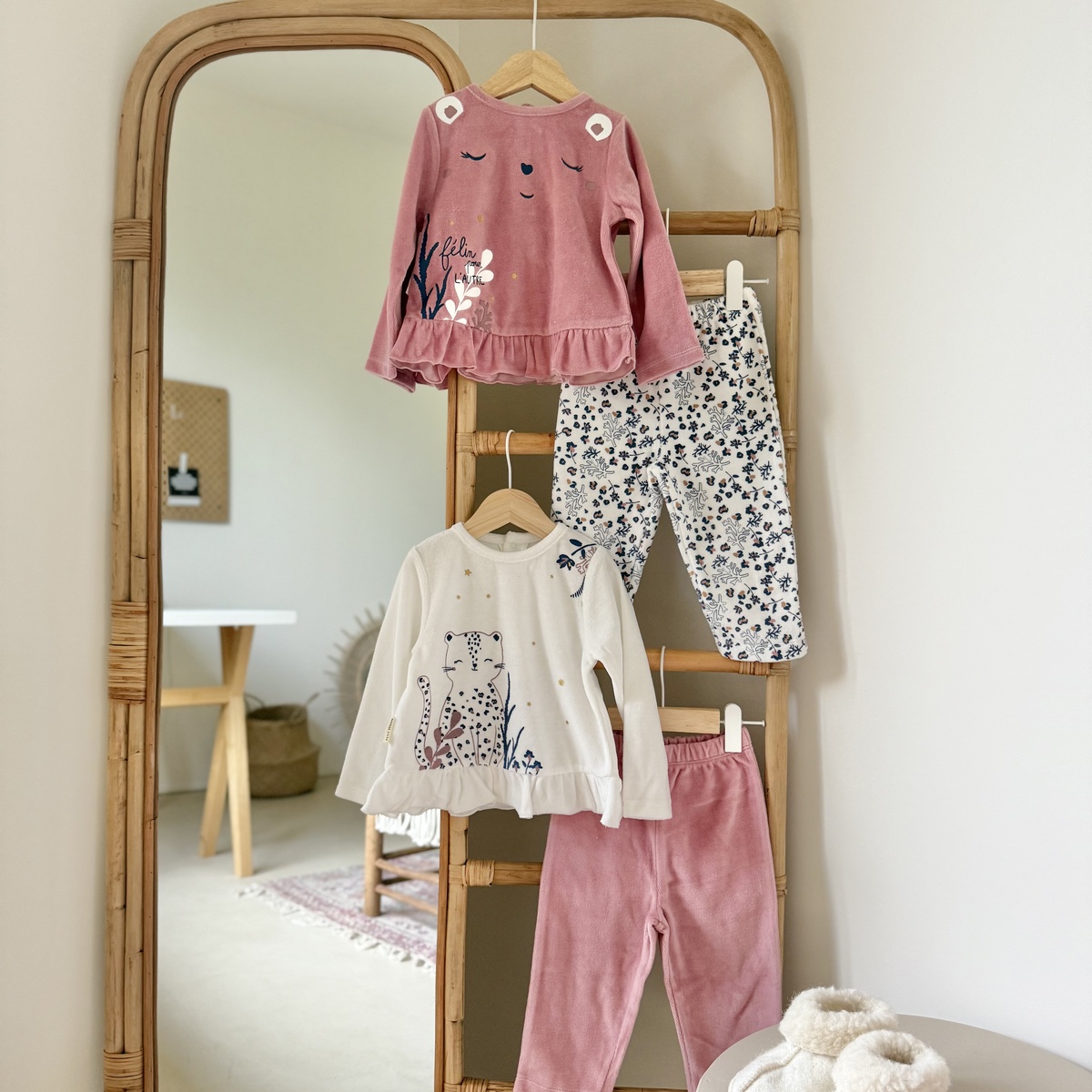 Lot de 2 pyjamas enfant 2 pièces en velours Céleste rose, PETIT BEGUIN
