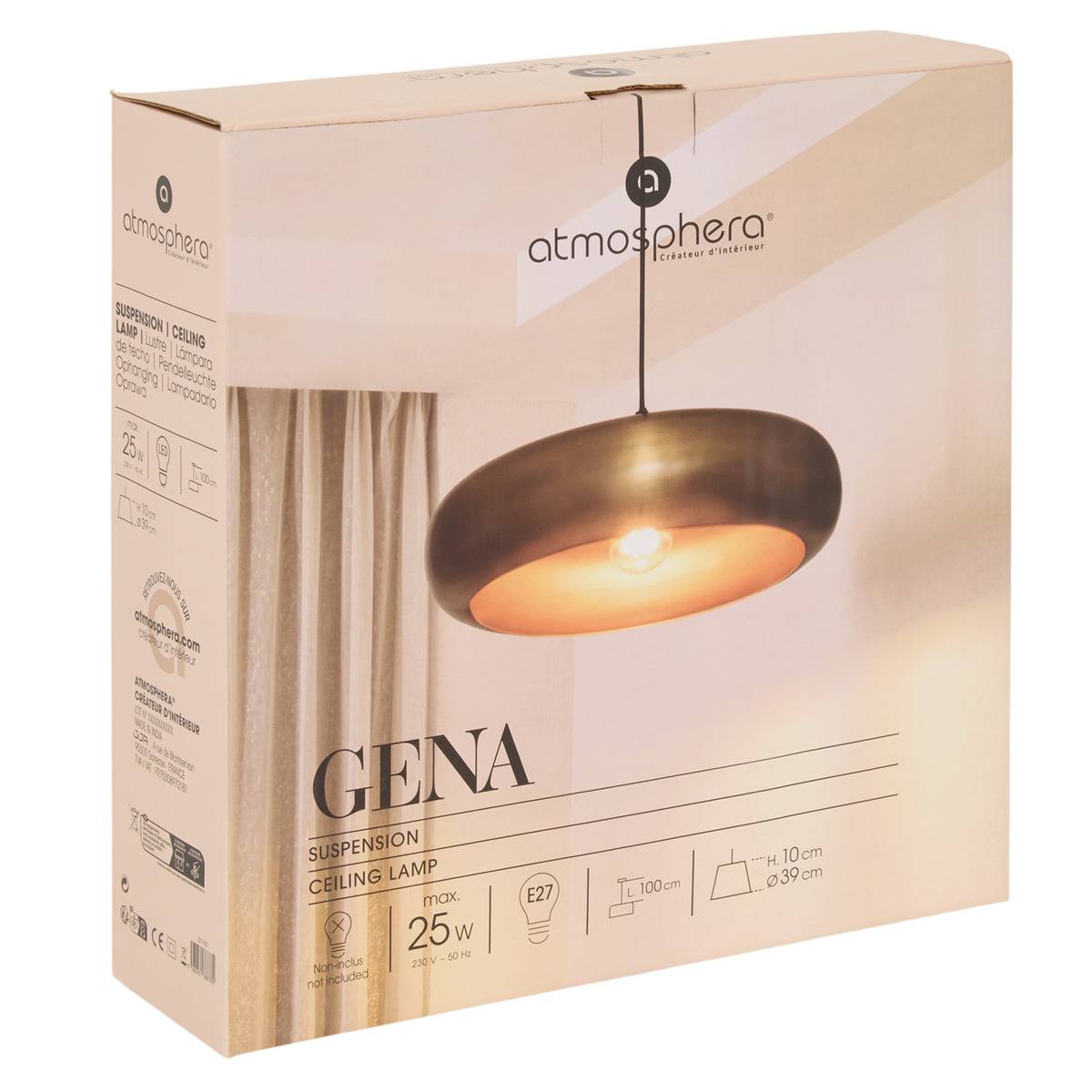 Suspension ronde en acier GENA doré, ATMOSPHERA