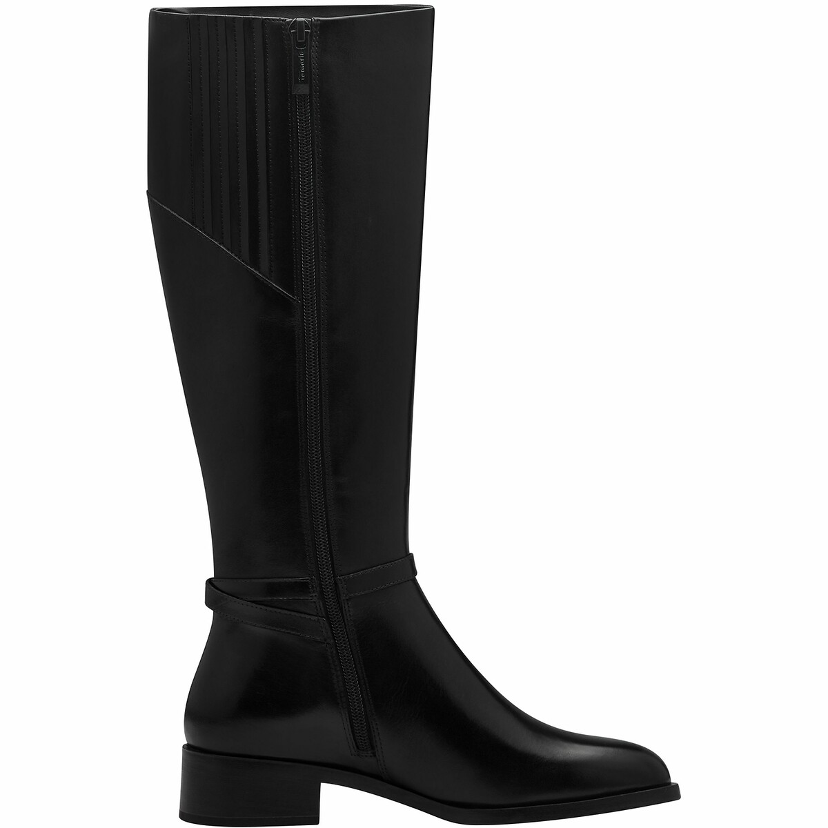 Bottes plates en cuir noir, TAMARIS