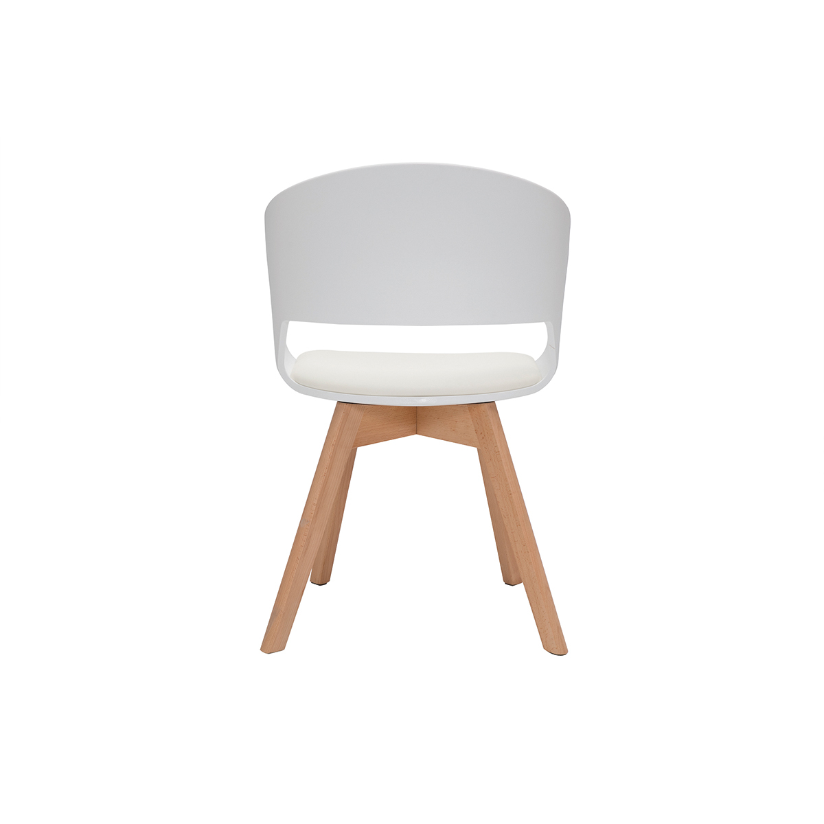 Chaise scandinave pieds bois clair PRISMA blanc, MILIBOO