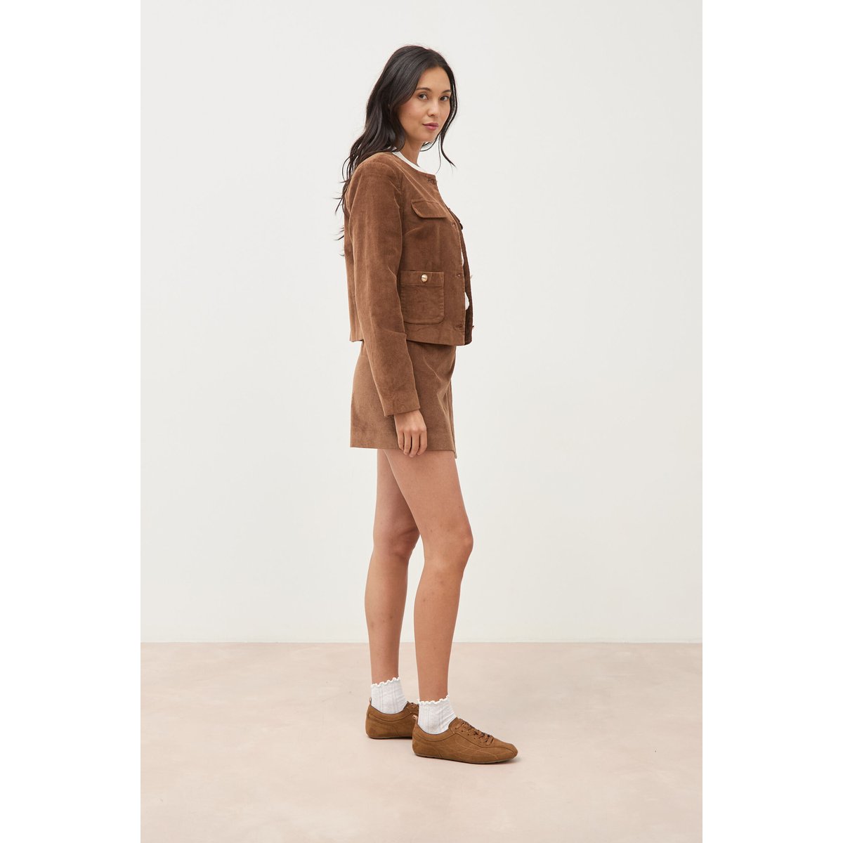 Veste manches longues en velours vieux rose, BONOBO