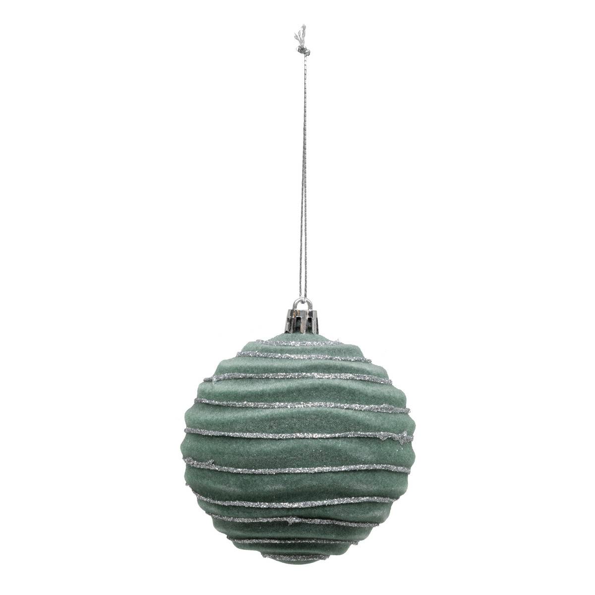 Boule de Noël pailletté vert x9 80mm vert, ATMOSPHERA