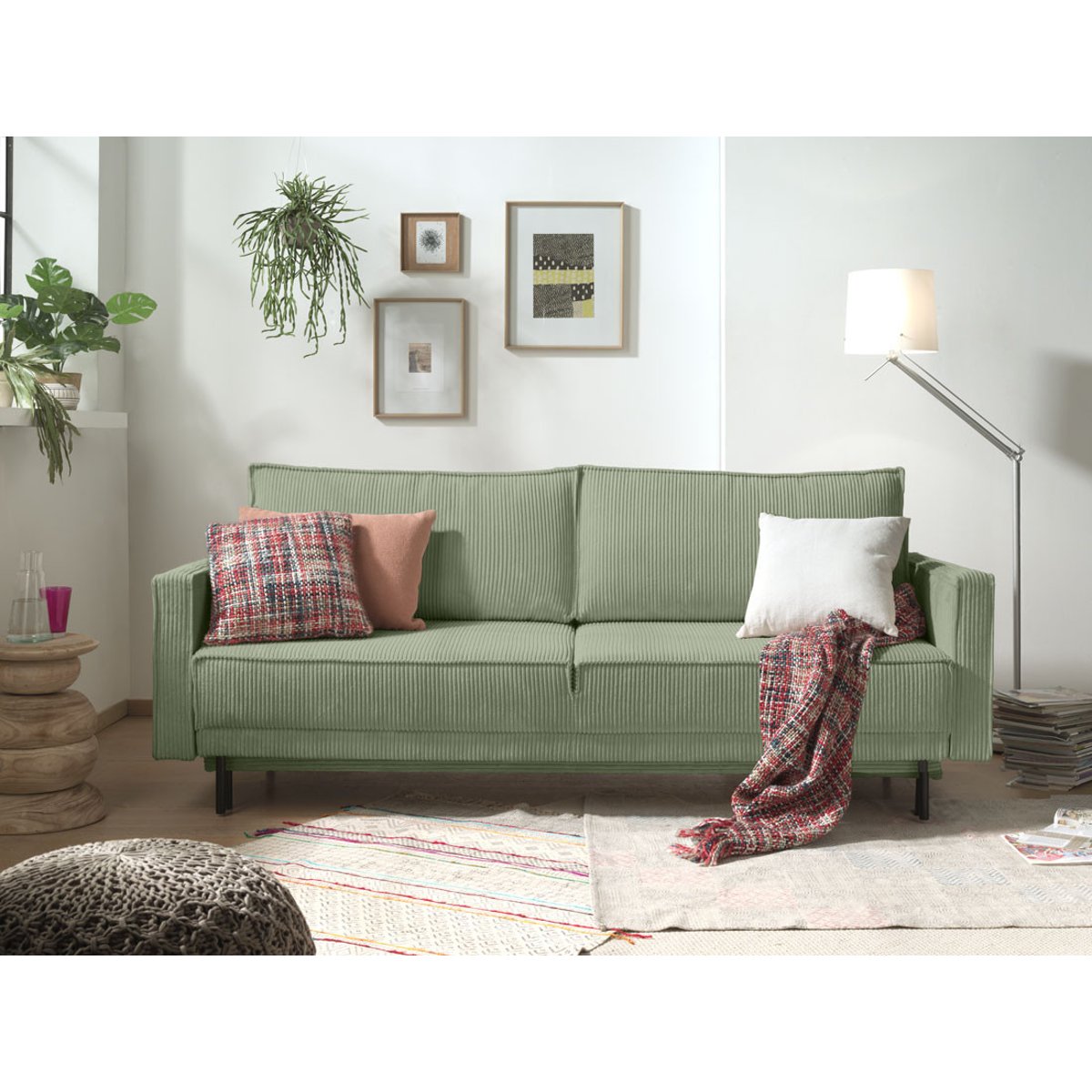 Canapé Convertible 3 places - CHARLIE vert sauge, BEST MOBILIER