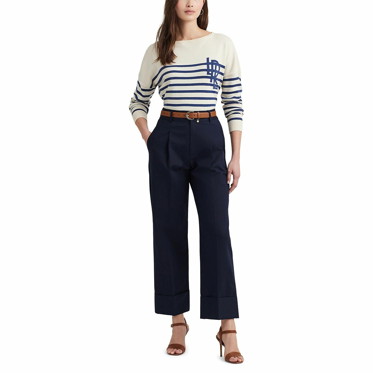 Pantalon large longueur cheville marine, LAUREN RALPH LAUREN