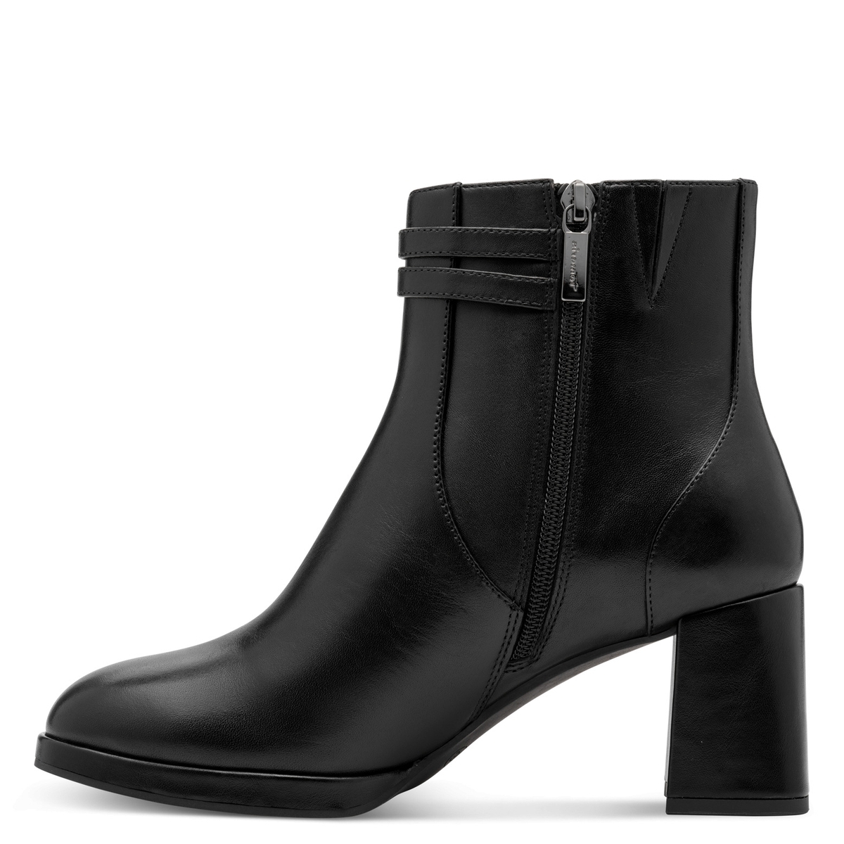 Bottine en cuir noir, TAMARIS