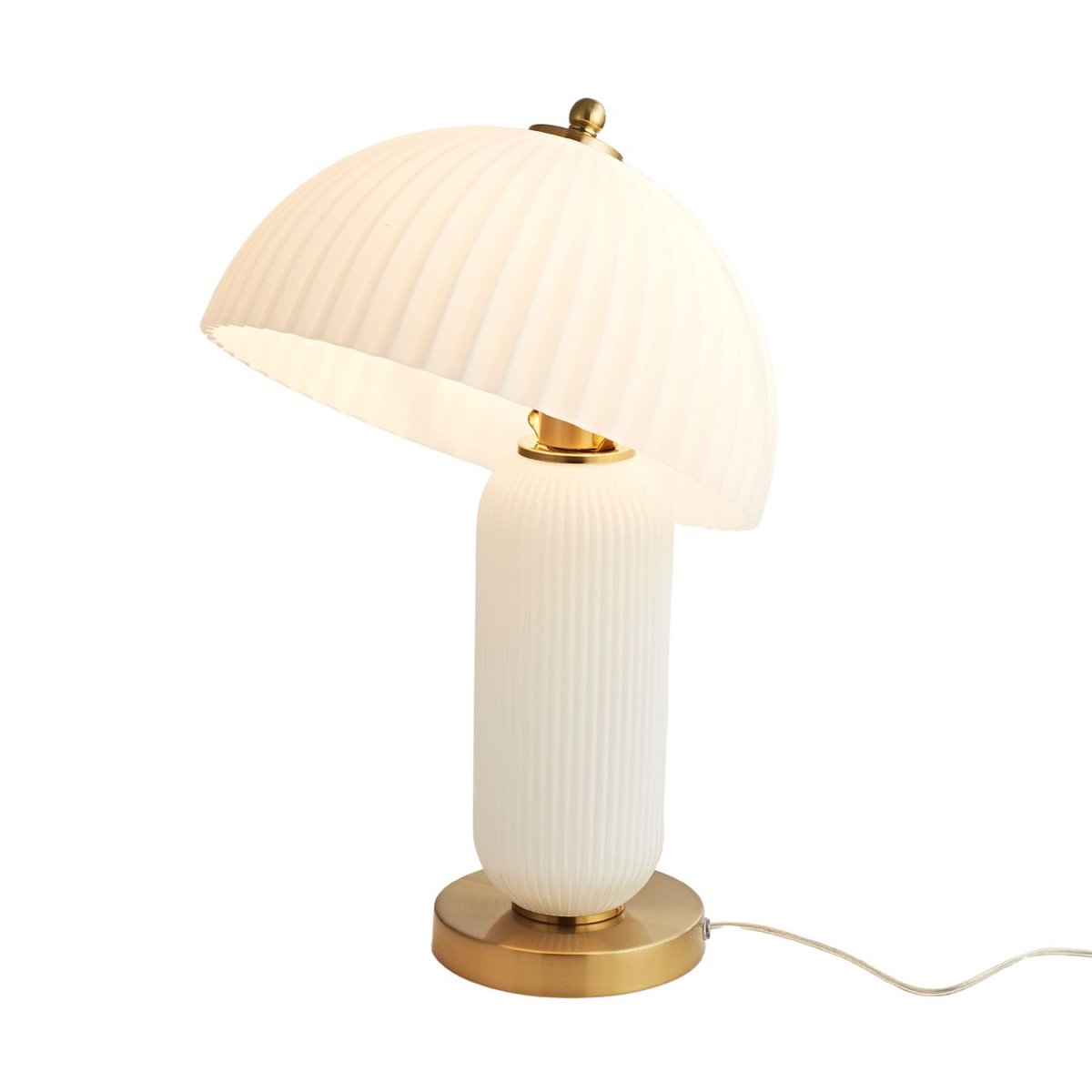 Lampe à poser vintage en verre - ADALINE laiton et blanc, KOSILUM